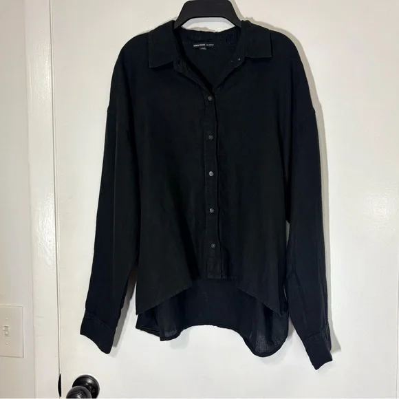 James Perse Linen Oversized Capsule Wardrobe Lightweight Shirt In Black Size 1/S - Picture 2 of 13